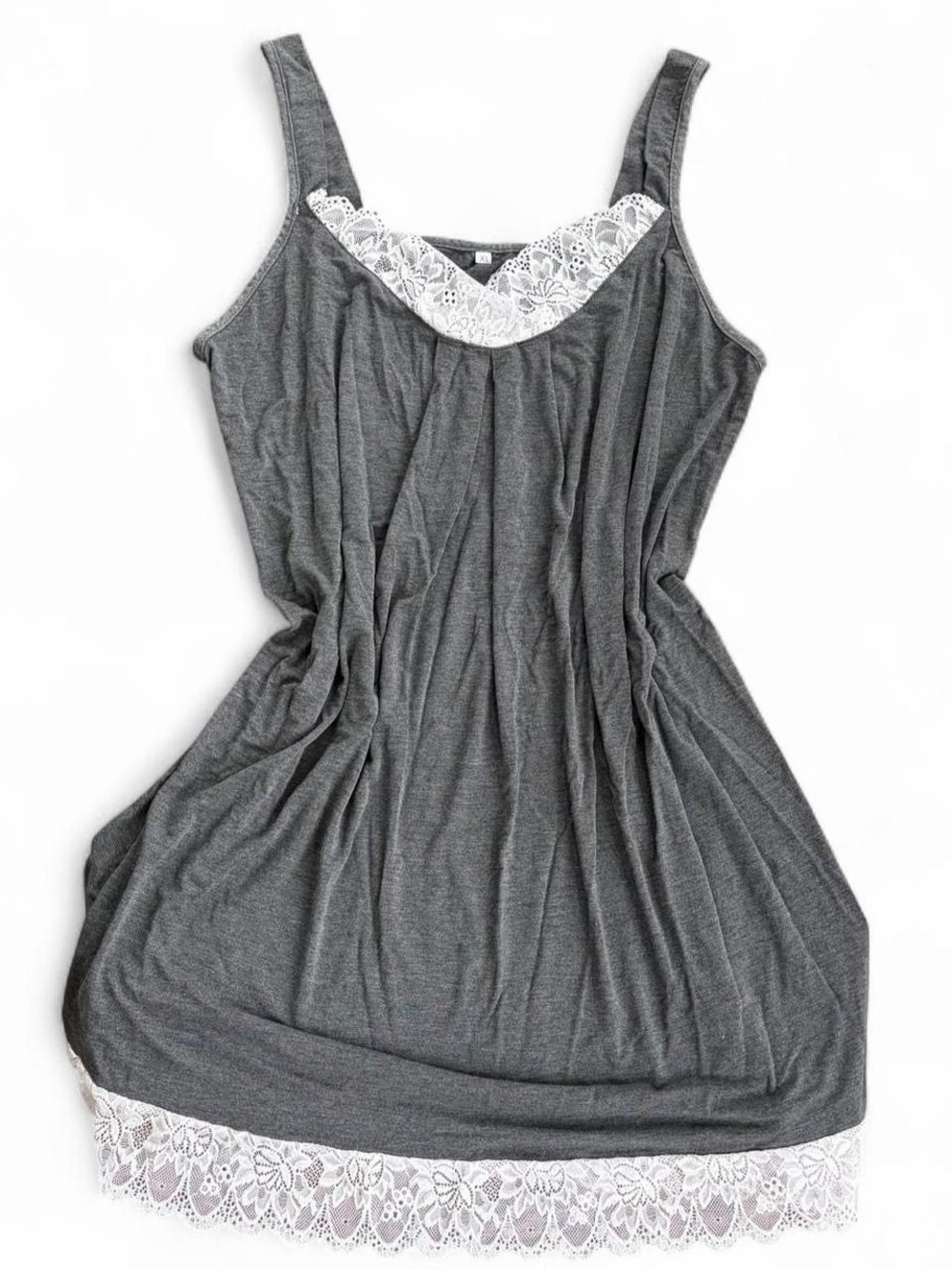 Women's Lace-Trim Sleep Chemise - Gray
